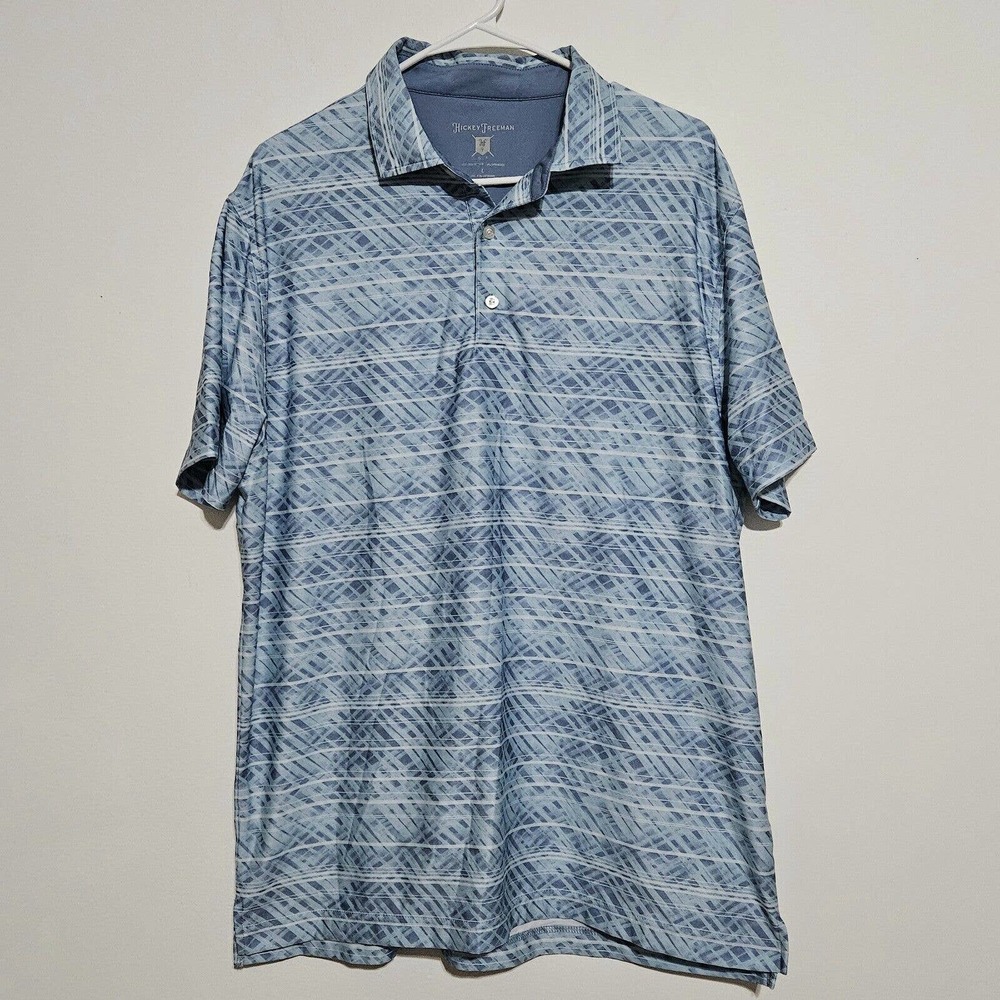 Hickey Freeman Golf Polo Shirt Mens Sz L Light Blue‎ Short Sleeve Flaw